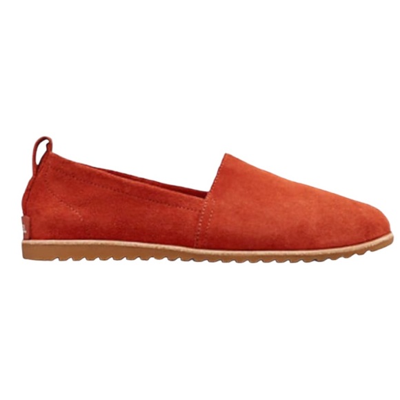 Sorel Shoes - Sorel ELLA Waterproof Suede Slip On Flats Loafers in Paprika Rust Orange